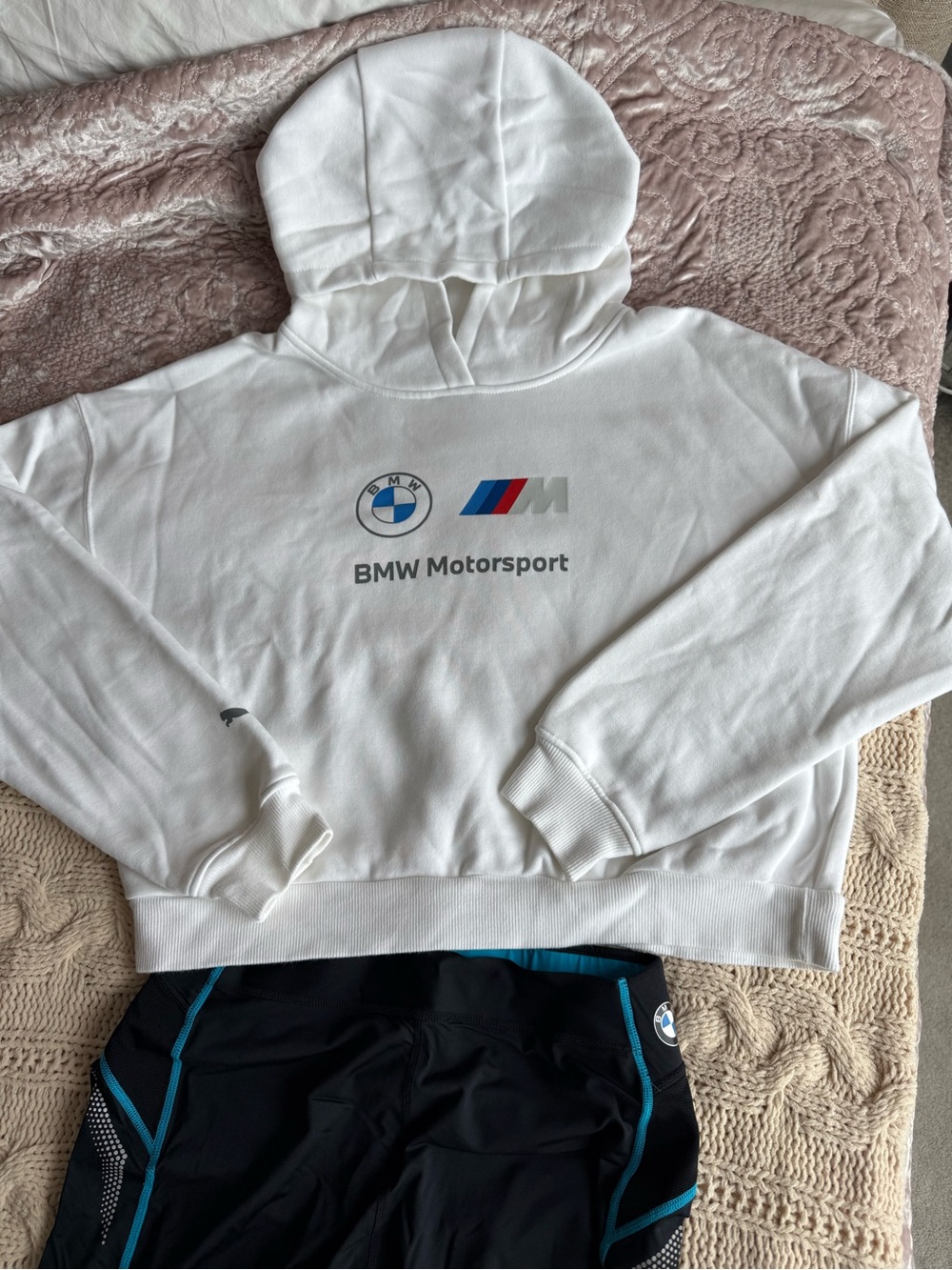 Women’s BMW cropped white hoodie Puma sz S